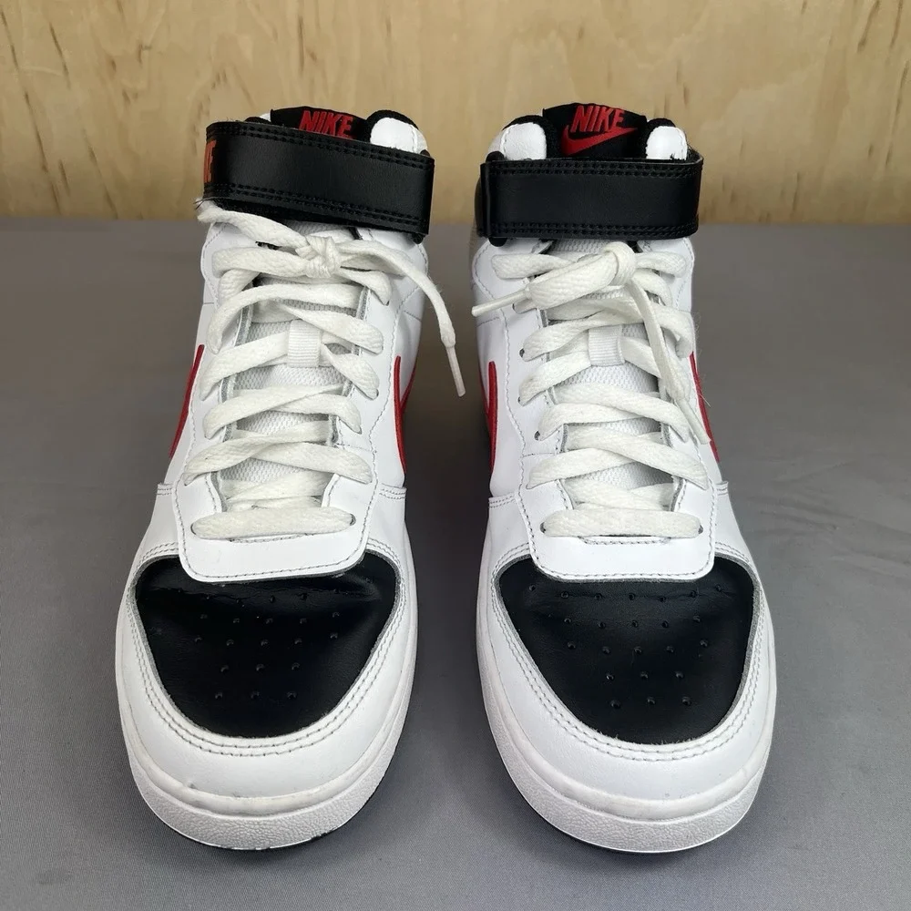 Nike Court Borough Mid 2 Youth 6Y White Red Black Mid-Top Sneakers CD7782-110